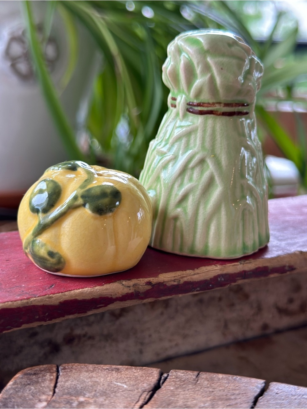 Handcrafted Yellow & Light Green Ceramic Decorative Set